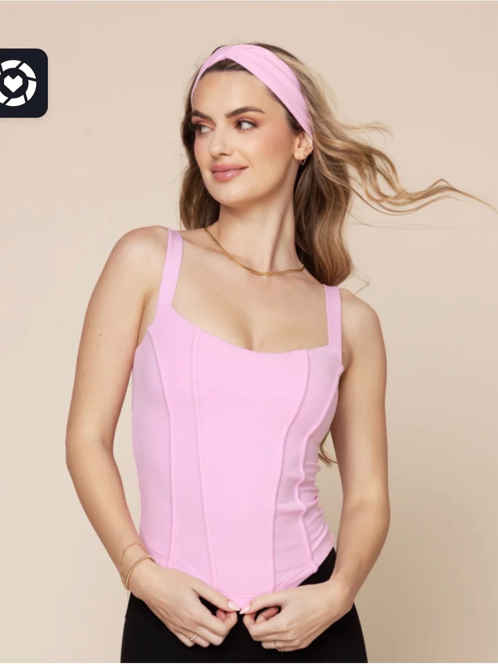 POPFLEX corset Cami Light Pink Structured Bustier Cami with Adjustable Straps